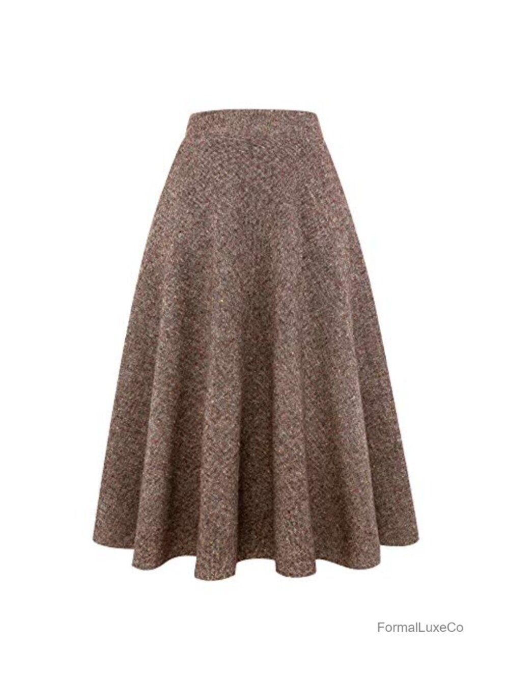 Wool Blend Plaid A-Line Maxi Skirt High Waist Pleated